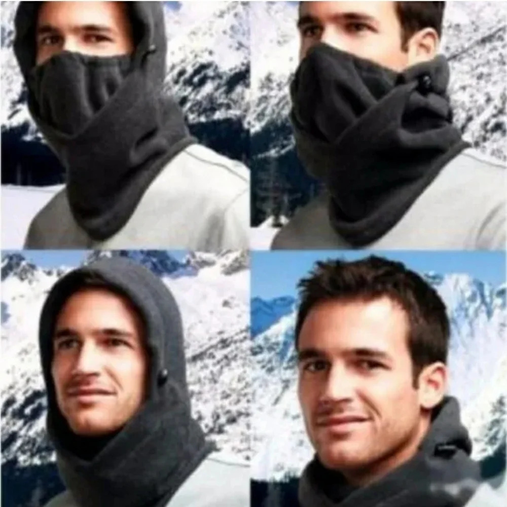 Tek Gear 4-in-1 HeatTek Microfleece Hood Hat/Black REG $18